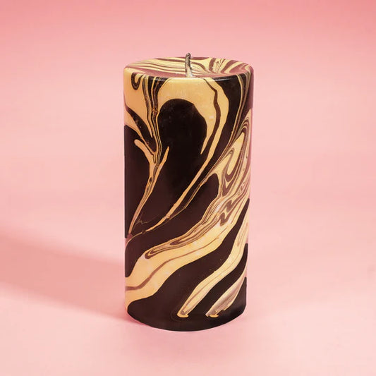 Goldrush Marble Pillar Candle