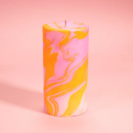 Totally Groovy Marble Pillar Candle